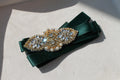 Luxuriöser Afghanischer Brautgürtel | Luxury Afghan Bridal Belt | Handgefertigter Grüner Hochzeitsgürtel | Crystal & Pearl Wedding Belt